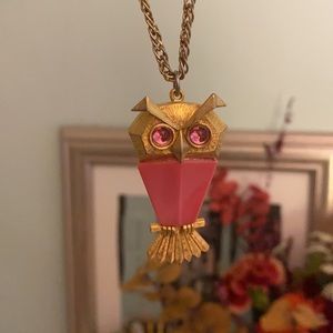 💕 Vintage pink owl brass necklace 💕